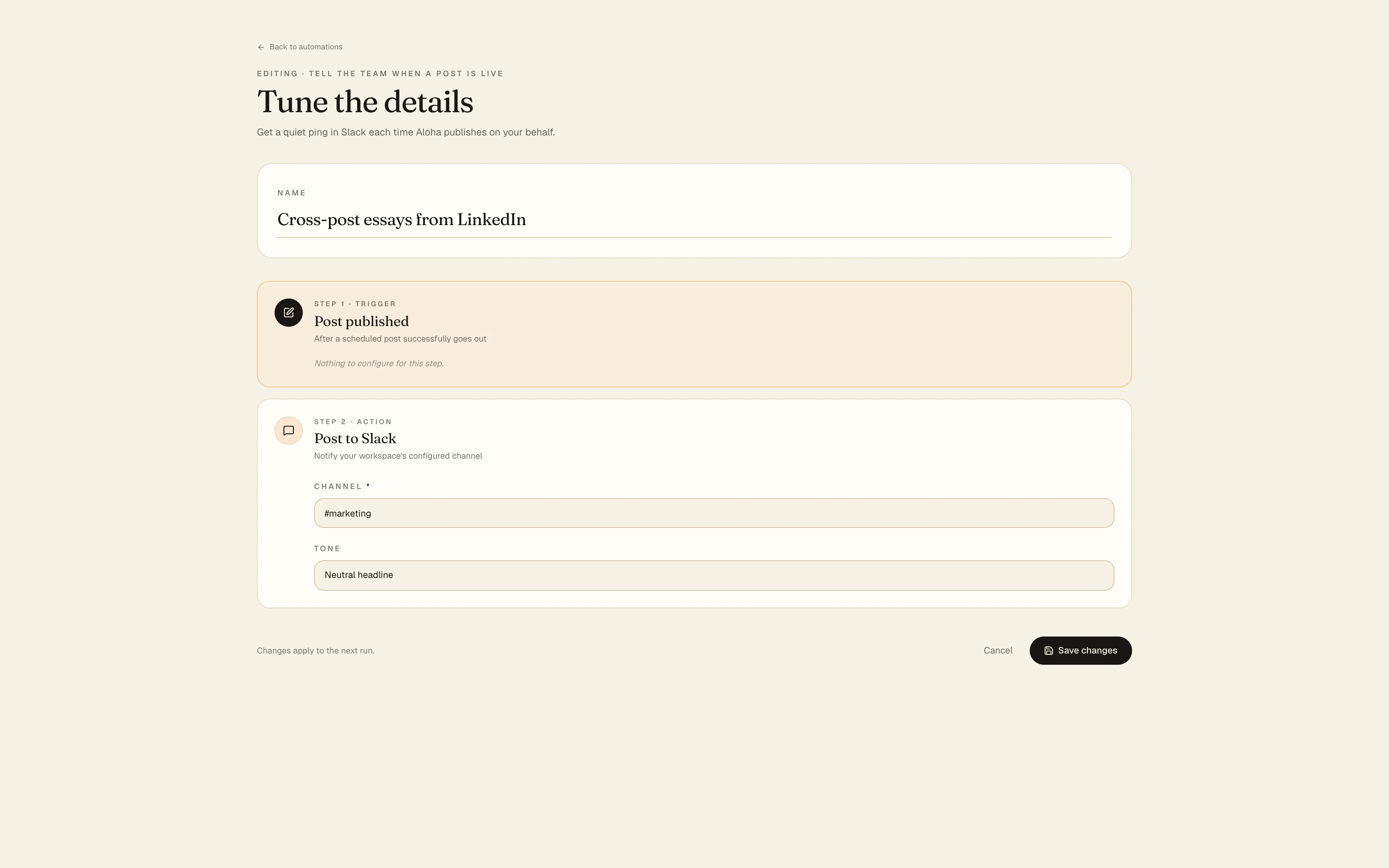 Aloha Logic Matrix — automations list with starter templates in the sidebar and the selected matrix canvas showing trigger, condition, and action nodes.